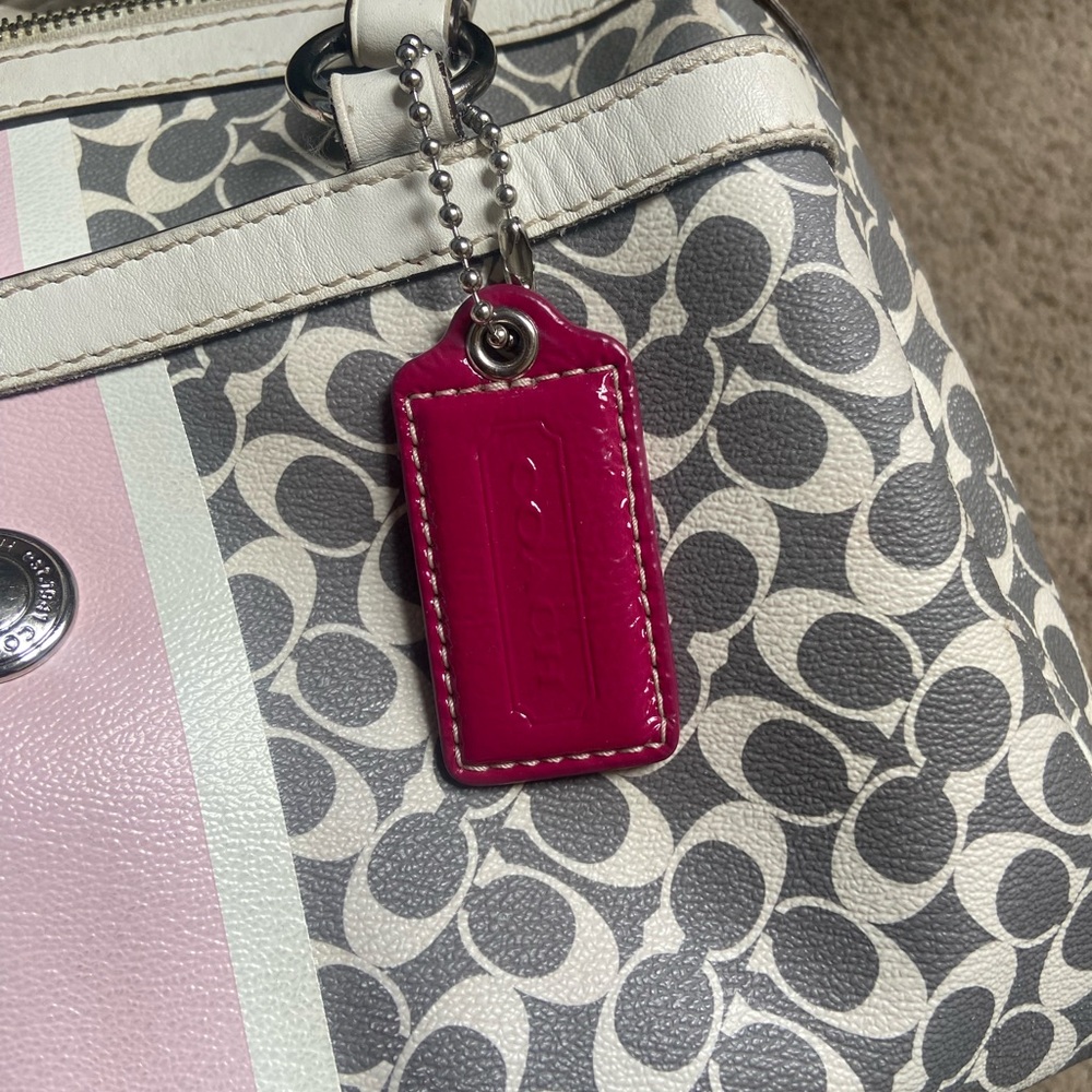 Rare Vintage Coach Gray and Pink Signature Satchel Bag - Picture 9 of 16